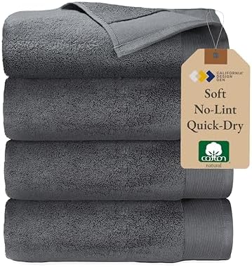 California Design Den 100 Cotton Bath Towel Set of 4 - Grey