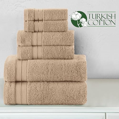 Elegant Comfort Luxury 6-Piece Towel Set - Tan