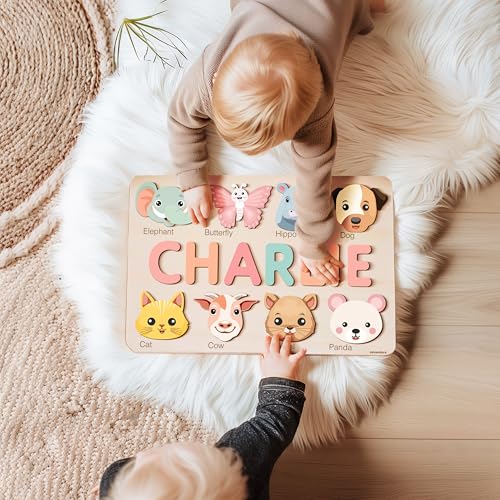 Personalized Wooden Name Puzzle for Baby Boys Girls