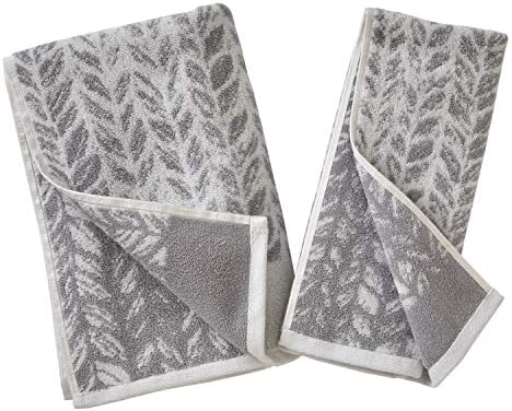 SKL Home Distressed Leaves Bath Towel Gray 28x54 1