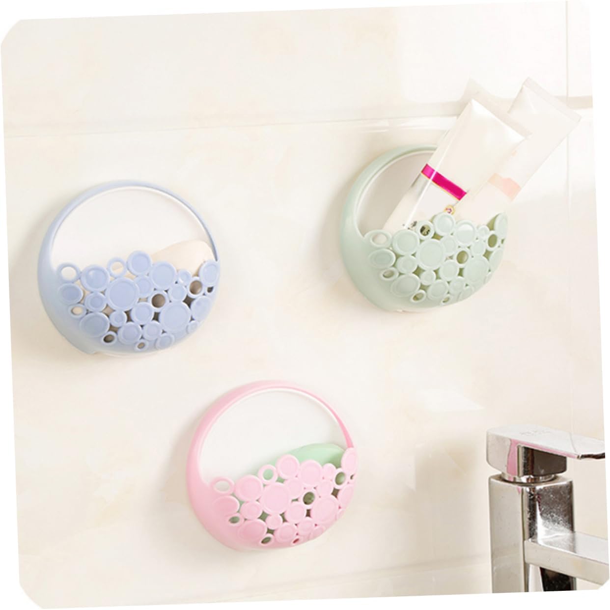 ABOOFAN Wall Mounted Suction Cup Soap Dish Holder No Drilling No Screws