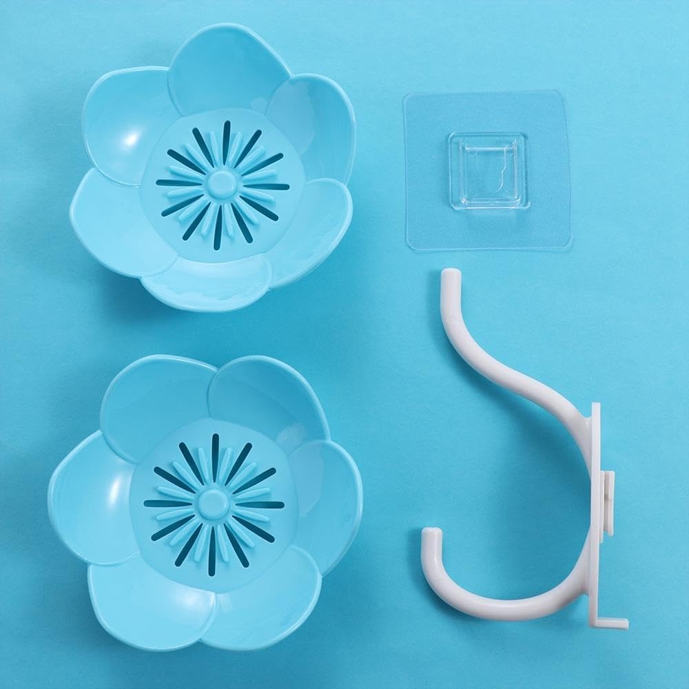 Double Layer Flower Shaped Soap Holder with Drainage Pink