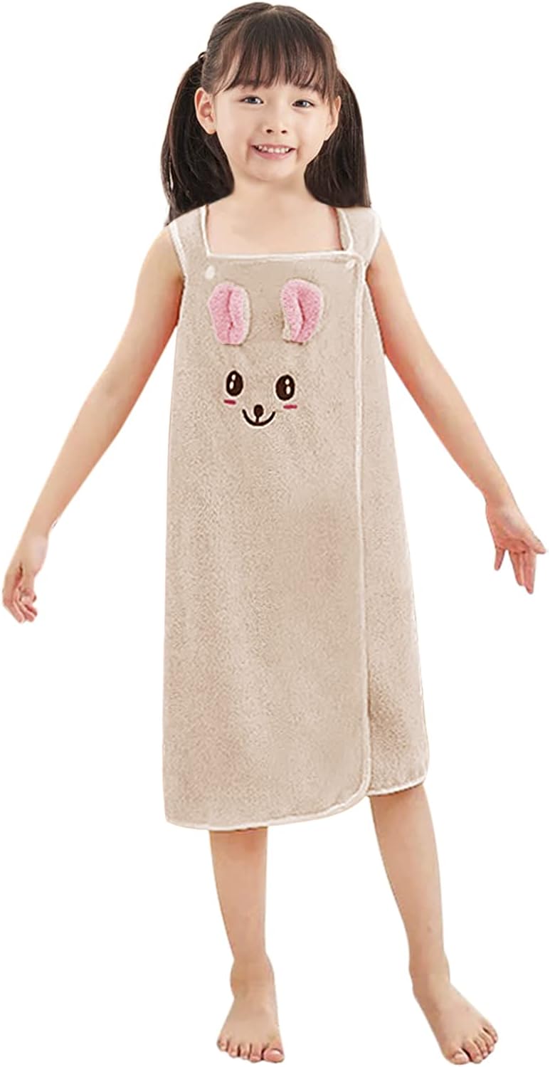 Super Soft Coral Fleece Bunny Bathrobe for Toddler Girls