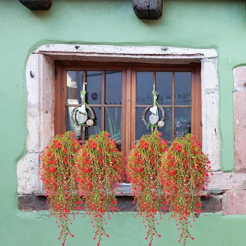 LEIISSURREE Artificial Hanging Plants Set 6 Pcs Red