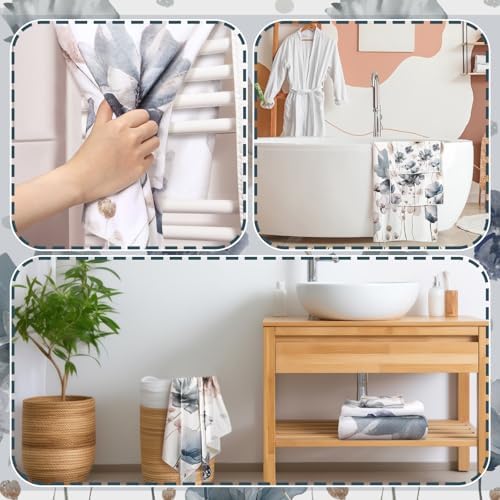 Preboun 3 Pack Brown Poppy Floral Bath Towels Set