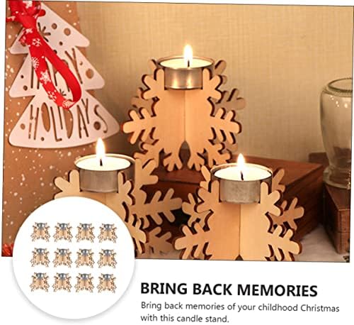 WOONEKY Wooden Snowflake Candle Sticks 6 Pack Christmas Decor 1