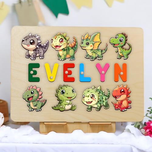 Personalized Wooden Dinosaur Puzzle Montessori Toy