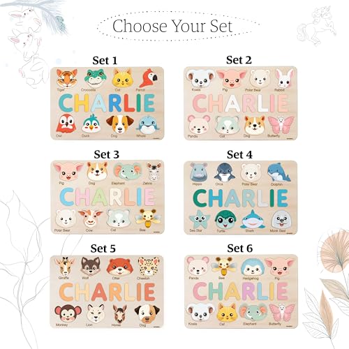 Personalized Wooden Name Puzzle with Animals 1