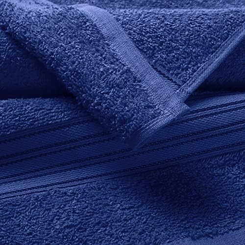 BOUTIQUO 100 Cotton Bath Towel Set 28x55 Navy Blue