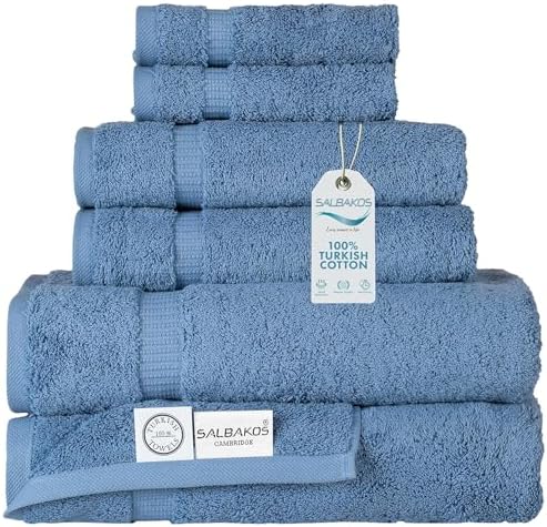 SALBAKOS Luxury 6-Piece Towel Set with Blue Design