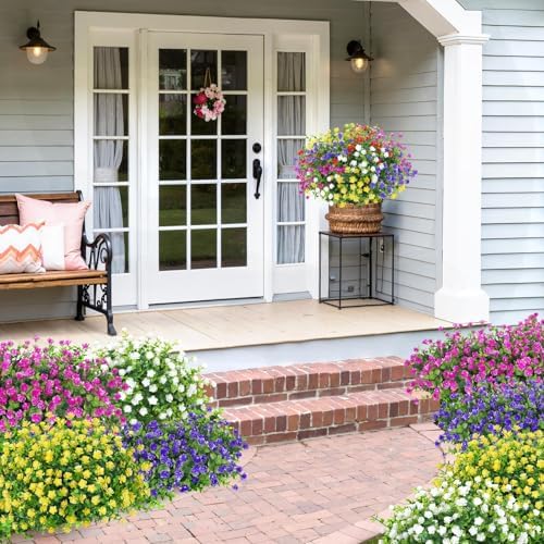 Bassion 20 Packs UV Resistant Artificial Eucalyptus Flowers
