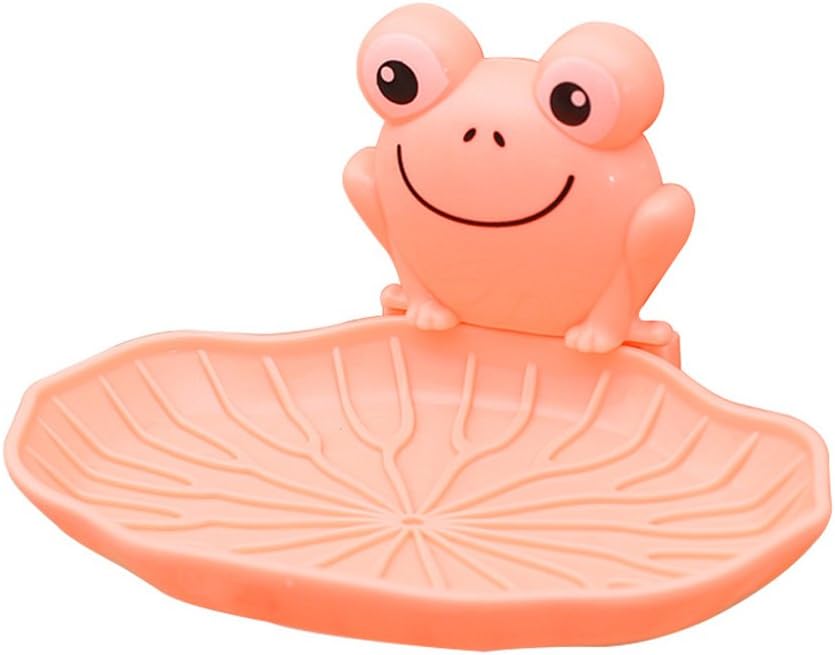Cute Frog Sucker Soap Dish Holder Pink 55x43x24