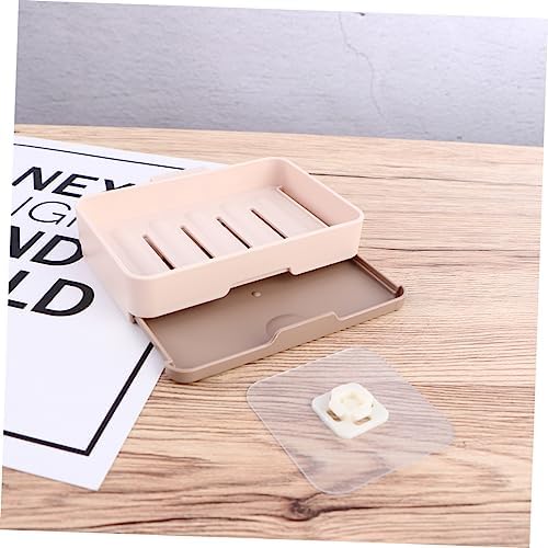 Wall-Mounted Khaki Soap Dish Holder Single Layer Draining