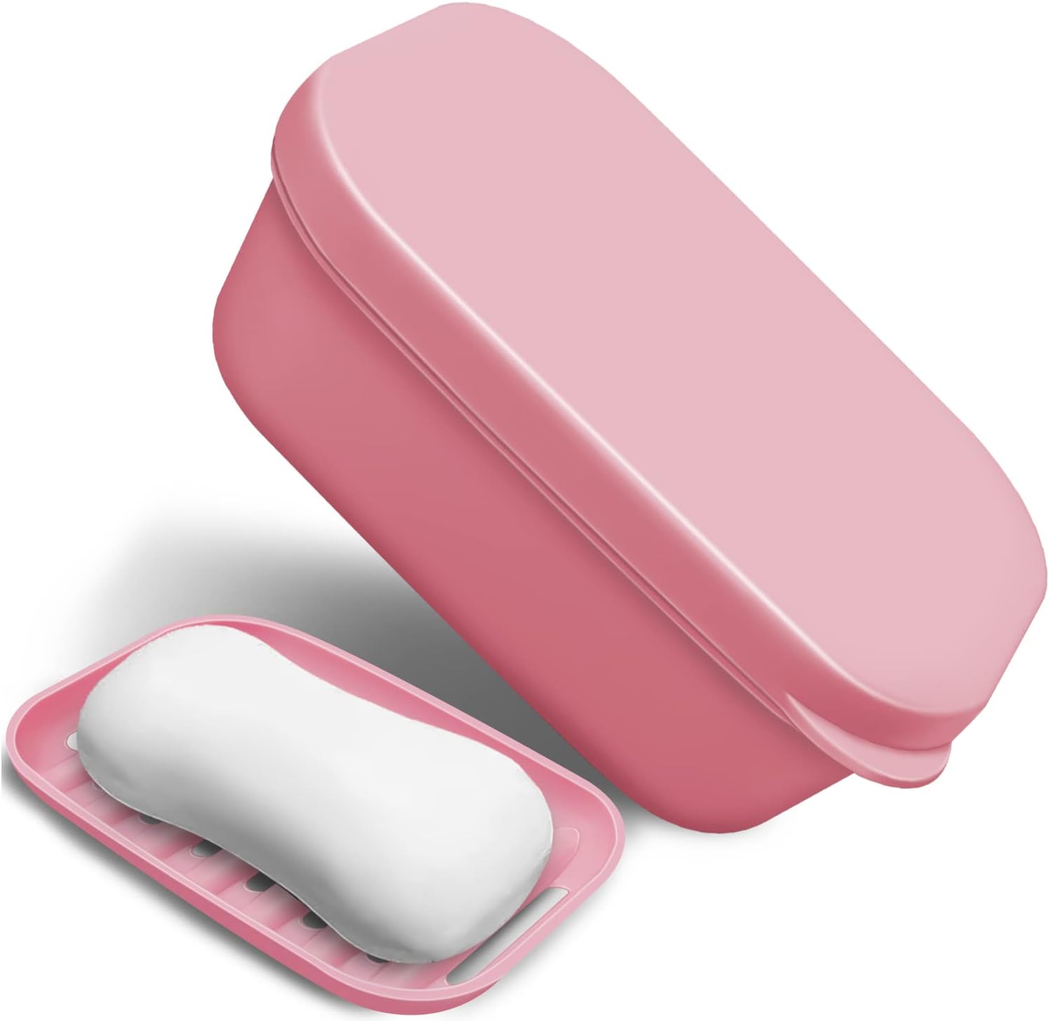Traveling Soap Holder with Leak-Proof Lid and Drainage Layer Pink