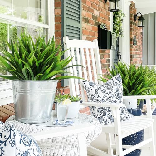RECUTMS 12 Bundles Artificial Flowers 8Pcs Fake Grass for Outdoor 1