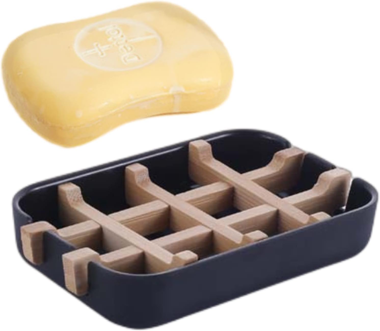 TRIIFON Bamboo Soap Dish with Drainage Frame