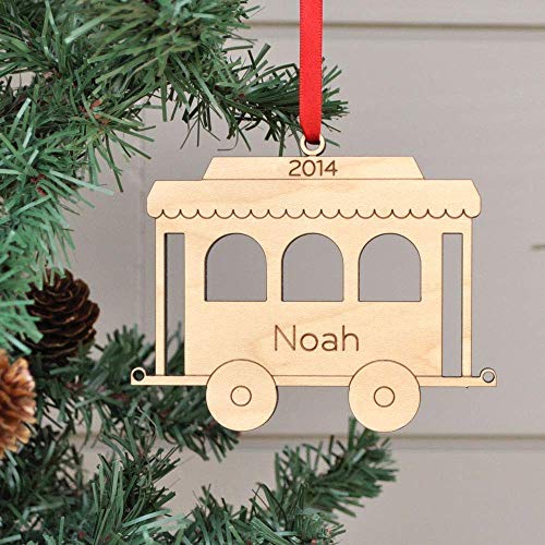 Personalized Babys First Christmas 2024 Wood Train Ornament