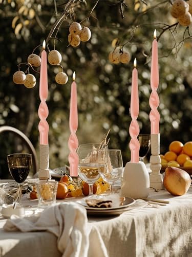 LPUSA Deep Blush Spiral Taper Candles 4pcs 75 Inch Dripless 1