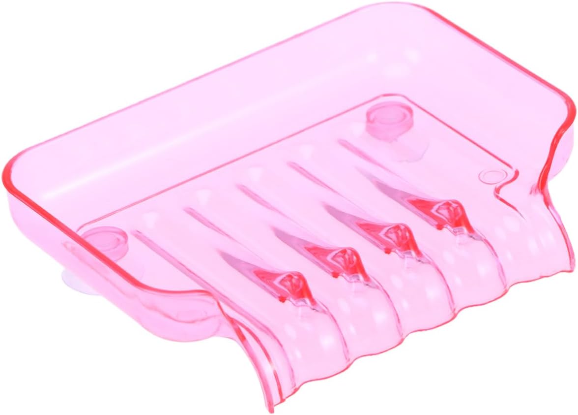 Amosfun Clear Soap Dish with 2 Suckers for Bathroom Wall Mount