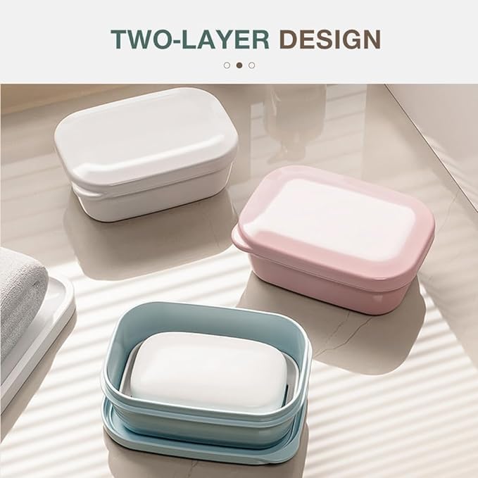 Travel Soap Case with Lid - Leakproof Portable Bar Soap Holder