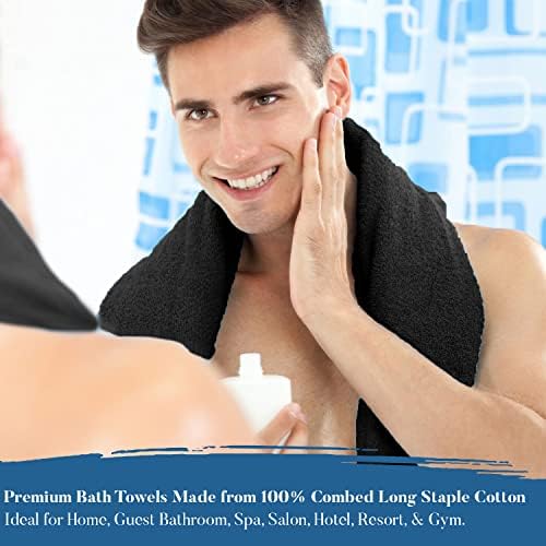 DAN RIVER 100 Cotton Bath Towels 27x54 Black 4-Pack