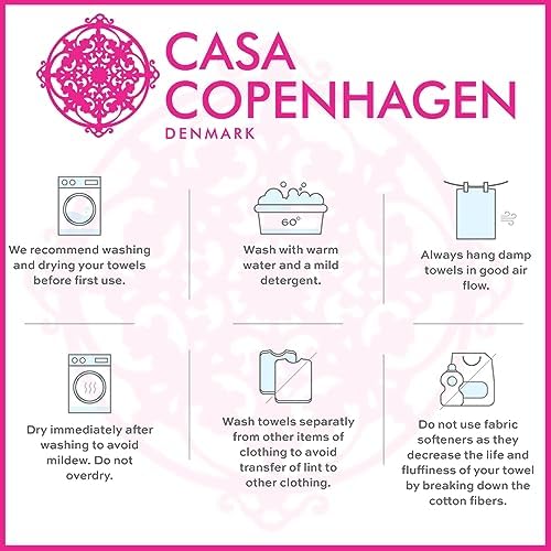 CASA COPENHAGEN He She 6 Piece Towel Set - Teal Pink