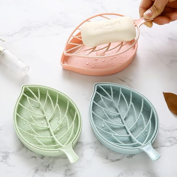Leaf Soap Dish with Double Layer Drain and Sponge Holder