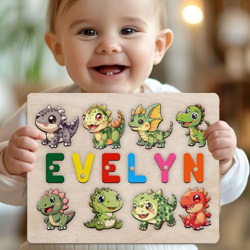 Personalized Wooden Dinosaur Puzzle Montessori Toy