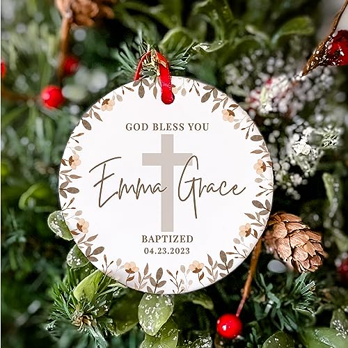 Personalized God Bless You Christmas Ornament for Baptized Kids