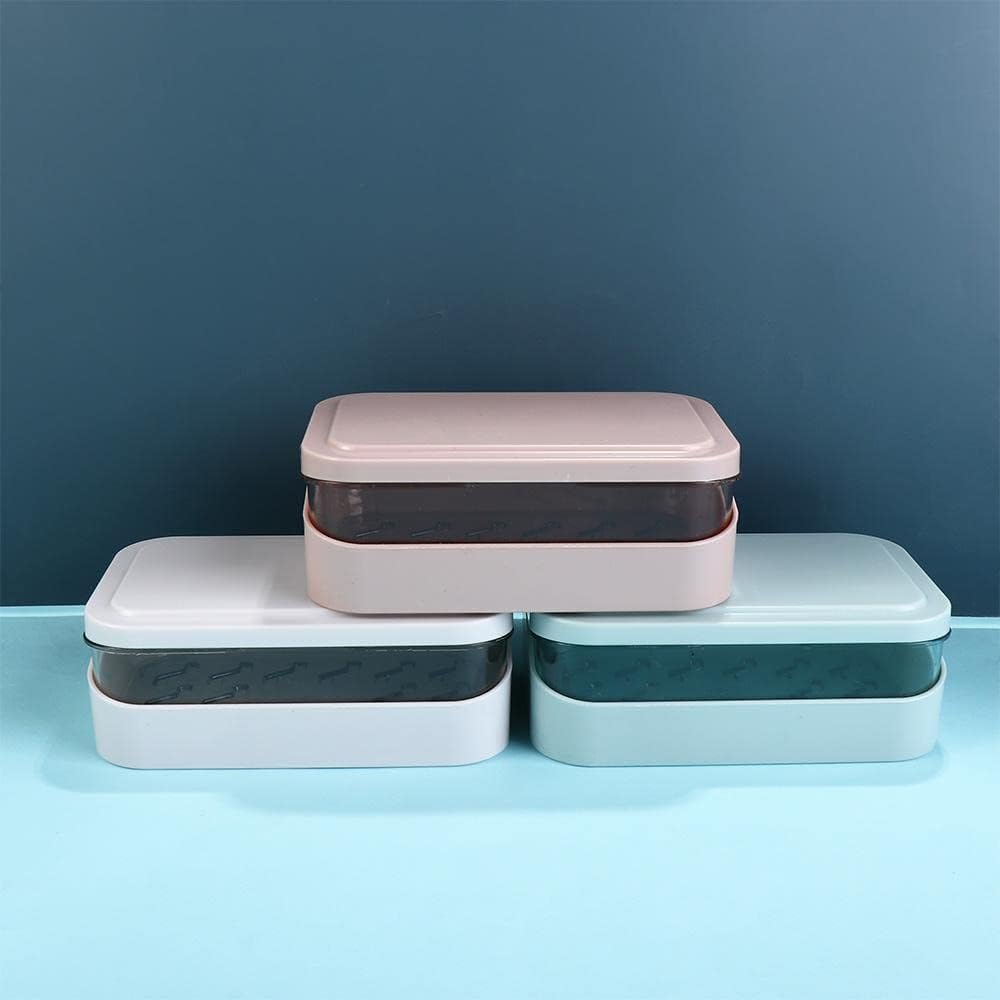Portable Soap Box with Lid and Drainage for Kitchen and Bathroom