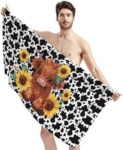 INSTANTARTS Cow Tattoo Baby Highland Cow Bath Towel