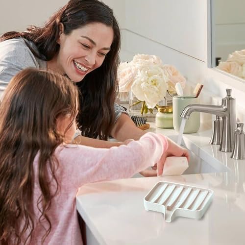 Bathroom Soap Holder - Self-Draining Double Layer Dish Keep Soap Dry Clean Beige