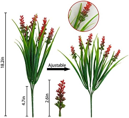 Agusbagli 24-Bundle Artificial Grass Fake Plants Red