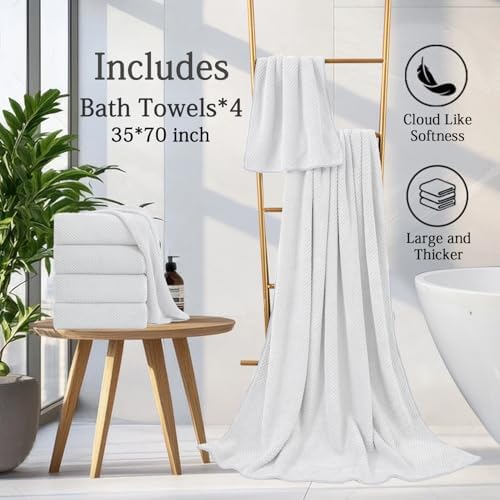 Hailea 4-Pack Extra Large Bath Towels Set 35x70 Inches
