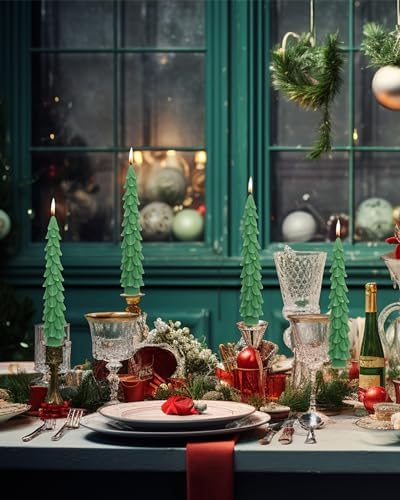 LPUSA Christmas Tree Taper Candles Hunter Green 105inch Set of 2