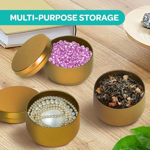 Hearts Crafts Gold Candle Tins - 24-Pack 4 oz With Lids