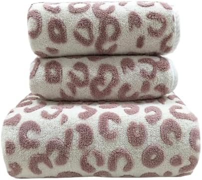 USTIDE Light Purple Leopard Print Bathtowel Set 3 Pieces