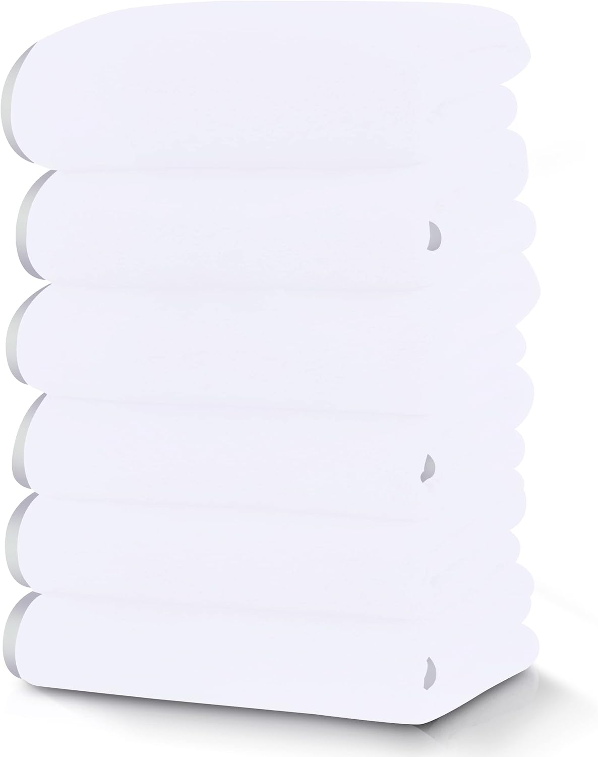 TENSTARS Luxury Silk Hemmed Microfiber Towels - Set of 6 16x28 Inch White