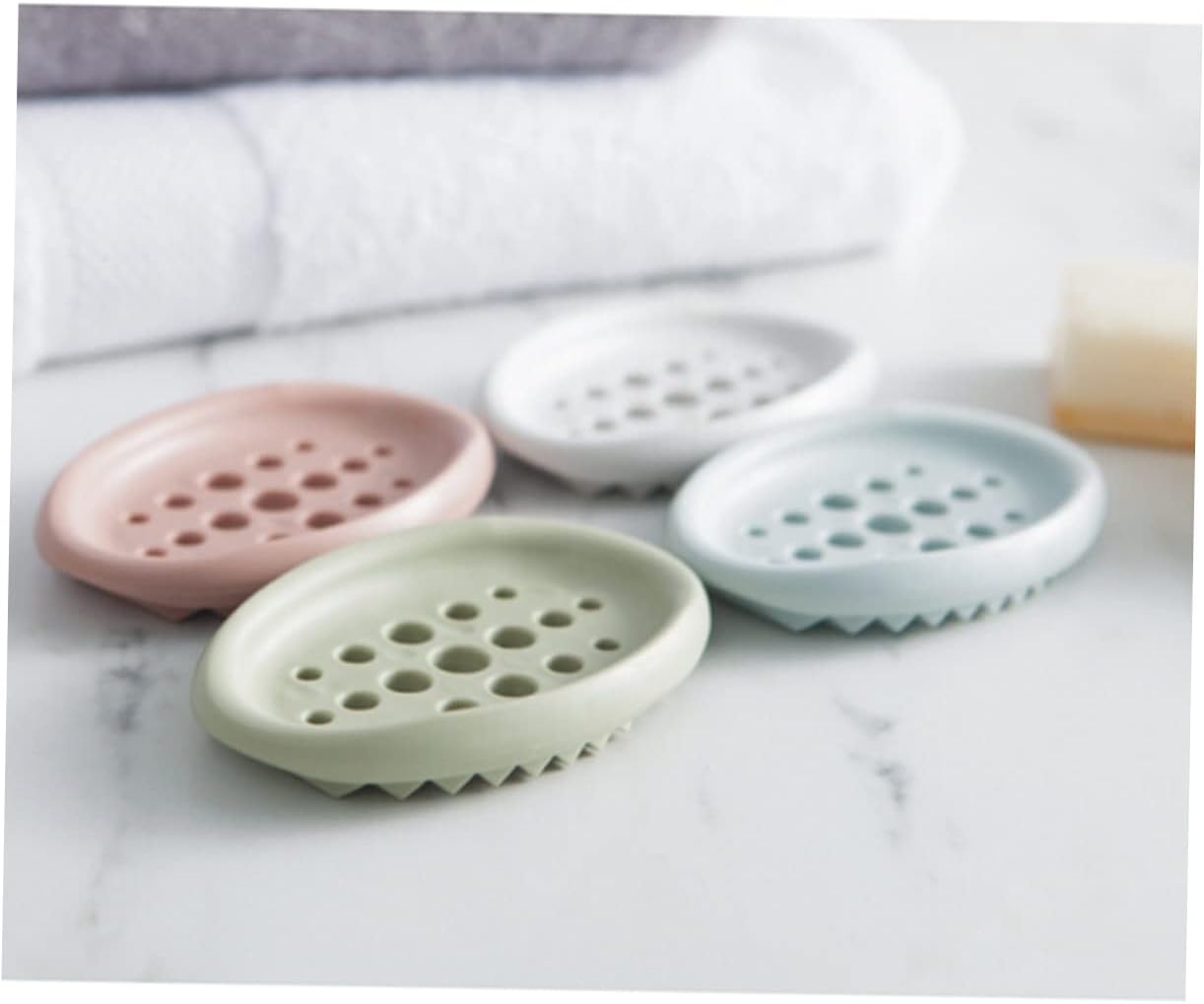 Ciieeo Oval Silicone Soap Dish Drainer Holder