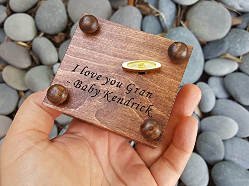 Custom Engraved Music Box with Stork and Baby