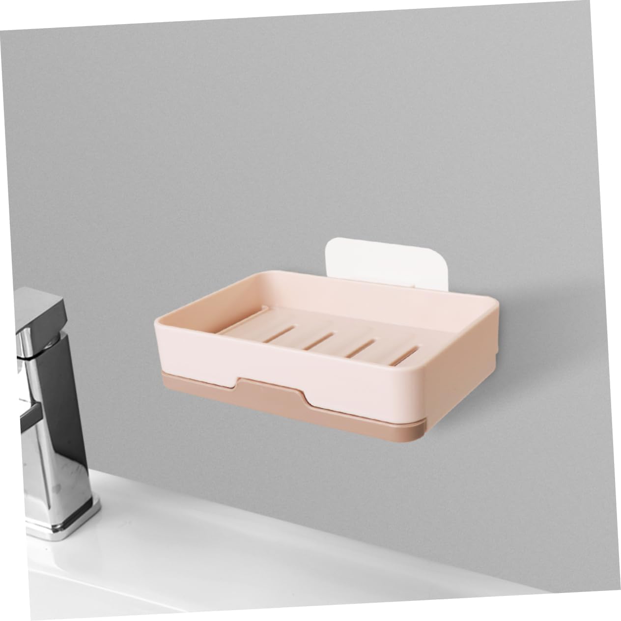 Wall-Mounted Khaki Soap Dish Holder Single Layer Draining