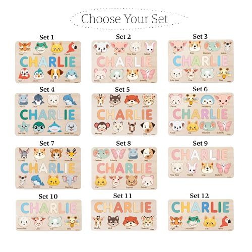 Nevandora Personalized Wooden Name Puzzle for Toddlers