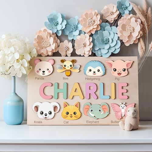 Personalized Wooden Name Puzzle with Animals 1