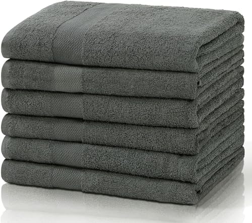 SIMPLI-MAGIC Bath Towels 24x46in Gray 6-Pack