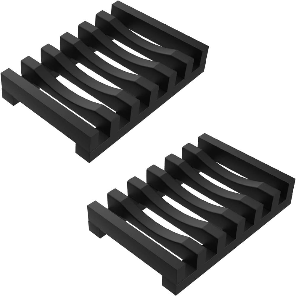 Self Draining Silicone Soap Dish Holder - Black
