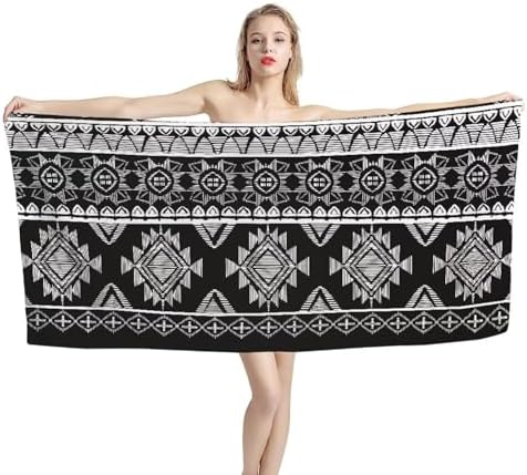Glomenade Grey Aztec Beach Towel for Adults