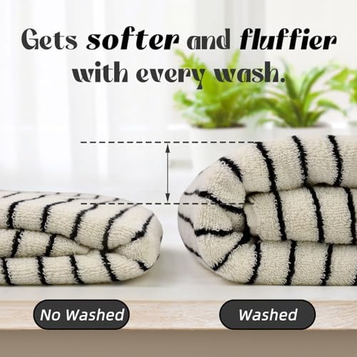 Jacquotha Black and White Striped Bath Towels Set of 2