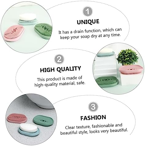 Self Draining Silicone Soap Dish with Brush Holder