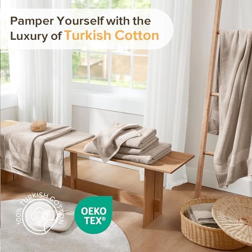 Comfort Spaces Turkish Bath Towel Set 6 Piece Tan Beige