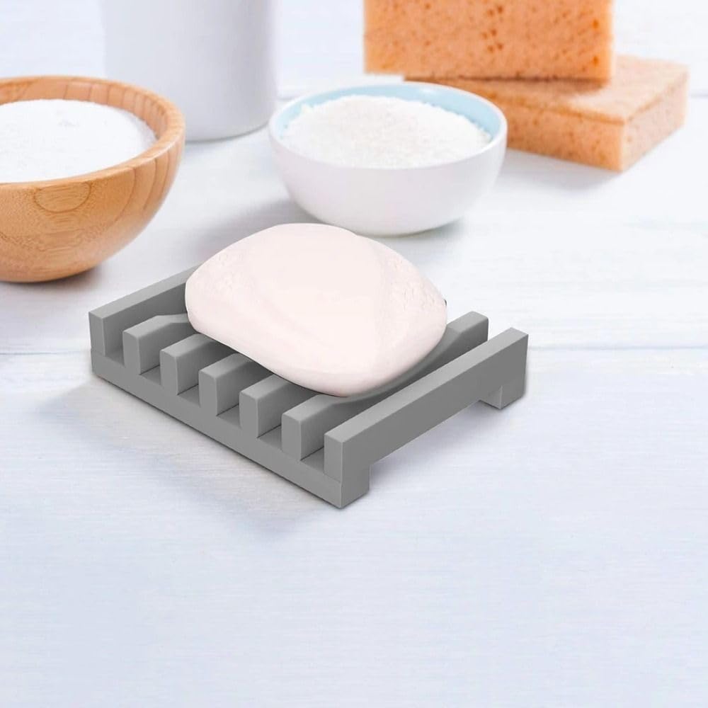 Self Draining Silicone Soap Dish Holder - Black
